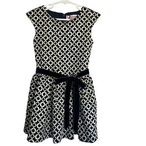 Halabaloo Navy and Gold Jacquard Dress Size 4